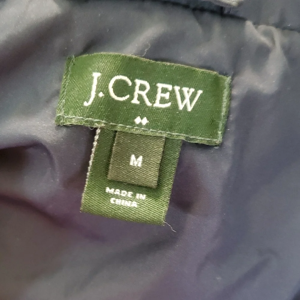 J.Crew Navy Vest with Gold Zipper Size M 60% Down Remainder Waterfowl Feathers